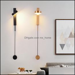 Wall Lamp Home Deco El Supplies & Garden Led Gold Rotation Adjustment Light For Living Room Modern Stair Aisle Bedroom Bedside Indoor Decor