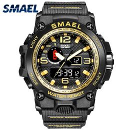 SMAEL Men's Sports Watches 50m Waterproof Men Wristwatch Military Watch LED Quartz Digital-watch relogios masculino G1022