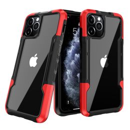 Armour Acrylic Heavy Duty Cases 3 In 1 TPU PC Shockproof Clear Cases Anti-drop Contrast Colour Hybrid Rugged Cover For iPhone 14 13 Mini 12 11 Pro MAX 8 7 Plus SE2