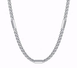 NC-839 5mm 24 Inch Stainless Steel Square Rolo Link Chain Thick Necklace Silver Color Sweater Jewelry Hip-hop for Men Women