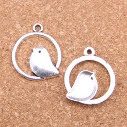 71pcs Antique Silver Plated Bronze Plated circle little bird Charms Pendant DIY Necklace Bracelet Bangle Findings 20mm