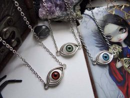 Vintage Bronze Turkish l Evil Devil Eyes Necklace Pendant Punk BFF Statement Steampunk Choker For Women Witch Gothic Jewellery Gift