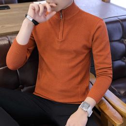 Spring Autumn Men Sweater Zipper Solid Mens Pullover Sweater Male Coat Man Sweaters Casual Clothes Long Sleeve Homme Shirt C248 Y0907