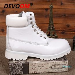 Fashion White Boots Men Men Genuine Dr Leather Boots Footwear Snow Boots Men Winter Shoes Real Leather Fur Unisex Sneakers 201127