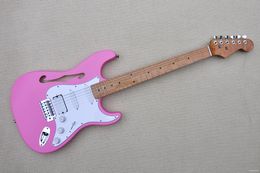 Matte Pink Electric Guitar with Maple neck,White Pickguard,Chrome Hardware,Provide Customised services