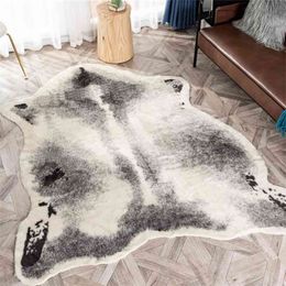 large size 170x220cm cow Leopard Badger ZebraPrinted Cowhide faux skin leather NonSlip Antiskid Mat Carpet for living room 210917