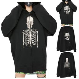 Women's Hoodies & Sweatshirts Skeleton Skull 3D Print Zip Up Women/Men Hoodie Sweatshirt Hip Hop Long Sleeve Zipper Jacket Coat Halloween Co