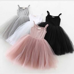 2021 Baby Kids Dresses for Little Girls Summer Party Wedding Children's Princess Sleeveless Tutu Dress Clothes Girls Casual Wear Q0716