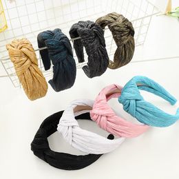 Women Girls Pleatted Thick Sain Knot Hairband Headband Adult Hair Accessories