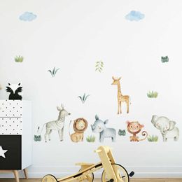 Cartoon Animal Buddies Wall Sticker for Kids Room Home Decoration Mural Removable Wallpaper Bedroom Nursery Background Stickers 210705