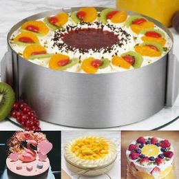16-30CM Adjustable Stainless Steel Cake Mould Cookie Fondant Mousse Ring Baking Tool Round Bakeware Cake Decorating Tools 210225