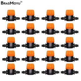 Watering Equipments BRASMOYU 100-200 PCS Miniature Shut Off Coupling Valve Connectors For 1/4" Tubing Plant Drip Water Irrigation Pipe Adapt