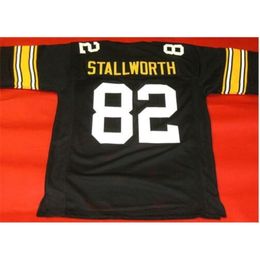 Custom Men Youth women Vintage CUSTOM #82 JOHN STALLWORTH BLACK Football Jersey size s-5XL or custom any name or number jersey