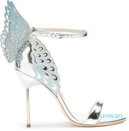 2021 Evangeline Wing Sandal Artı Boyutu 42 Hakiki Deri Kadınlar Düğün Pembe Glitter Ayakkabı Seksi Kız Kelebek Sandalet