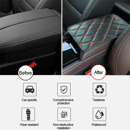 Car Seat Covers SEAMETAL Leather Armrest Auto Arm Rest Cushion Protector Universal Box Cover Waterproof Anti Slip Pad Mat259D