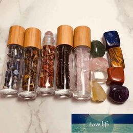 Storage Bottles & Jars 10ml Natural Glass Crystal Stone Essential Oil Massage Roller Doterra Roll On Perfume Bottle Bamboo Cap Factory price expert design Quality