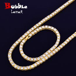 1 Row 5mm Tennis Necklace & Bracelet Set Gold Color Rhinestone Chain Choker Mens Hip Hop Street Rock Jewelry 16" 18"