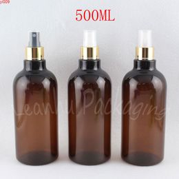 500ML Brown Plastic Bottle With Gold Spray Pump , 500CC Makeup Sub-bottling Toner / Water Packaging ( 14 PC/Lot )goods