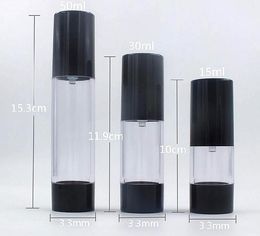 15ml 30ml 50ml Empty Black Airless Pump Dispenser Bottle Refillable Lotion Cream Vacuum Spray Bottle Atomizer