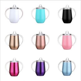 Newborn Feeding Bottle Pacifier Baby Cup Double Handle Insulate Milk Thermos Stainless Steel Water Bottles Tumbler BPA Free 16 Colours BT5564