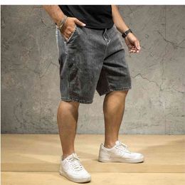Men's Denim Shorts Summer Plus Size 6xl 7XL Casual Loose Stretch Cowboy High Waist Short Jean Male Large Breeches 210629