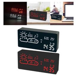 Wifi Temperature Humidity Date Digital Display Intelligent LED Electronic Desktop Table Alarm Clock Timing