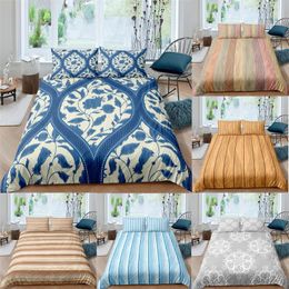 Bedding Sets 3D Striped Set Bohemian Mandala Full Single Double Size Lightweight Microfiber Duvet Cover With Pillowcase 2/3Pcs