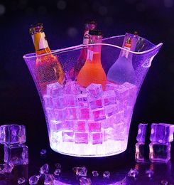 6L Waterproof Plastic 7 Colour RGB LED Ice Bucket KTV Club Bars Nightclubs LED Light Up Champagne Beer Bucket Bars Night Party