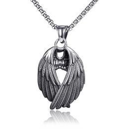Pendant Necklaces 2021 Retro And Old Angel Wing Necklace Personality Trendy Boys Girls All-match Sweater Chain