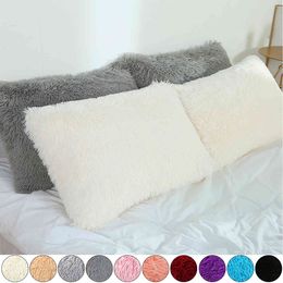 50x70cm Soft Fluffy Velvet Cushion Cover Solid Fur Plush Pillow Case For Home Sofa Pillows Decoration Bed Room Pillowcases D30