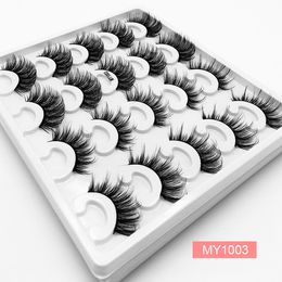Reusable Hand Made Curly 3D Mink Hair Lashes 10 Pairs Set Soft & Vivid Thick False Eyelashes Extensions Makeup 8 Models DHL Free