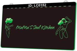 LC0152 Mama's Soul Kitchen Food Light Sign 3D Engraving