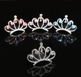 2021 Children Hair Jewellery Baby Girls Rhinestone Tiara Headdress Crystal Princess Crown Combs Headwear Hair Accessories For Birthday Party