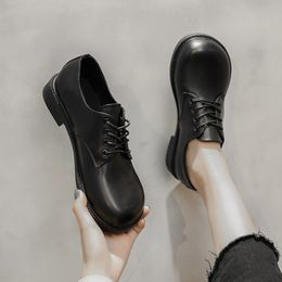 Women Oxfod Shoes Round Toe Lace Up Leather Shoes Black Lolita Shoes Low Heels Brogue mujer Spring Autumn 8807N