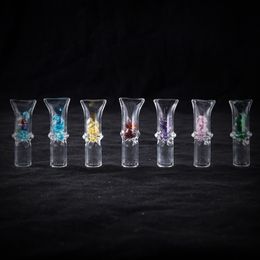 New Cool Pretty Colourful One Hitter Diamond Decoration Philtre Pyrex Glass Dry Herb Tobacco Cigarette Smoking Holder Mouthpiece Tips Handmade