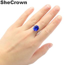 Cluster Rings 12x10mm 2021 Arrival Oval Shape Created Deep Blue Sapphire Pink Tourmaline Gift For Woman's Jewellery Making Silver