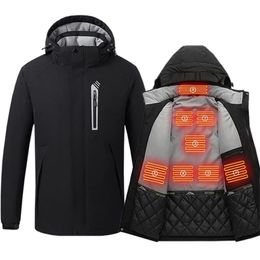 Men 8 zone Heating Jacket Winter Electric Heated Clothes USB Charging Waterproof Windbreaker Heat Outdoor Skiing Coat M-5XL 211124