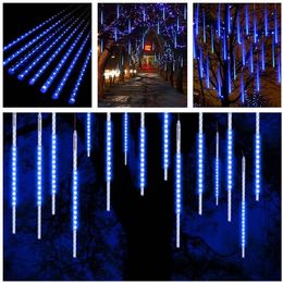 Strings 50CM 10 Tube Meteor Shower Rain LED String Light Waterproof Garden Party Decorations Raindrop Cascading Lights