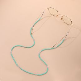 Boho Transparent Spacer Beaded Mask Strap for Women Sunglasses Chain Blue Strand Beads Glasses Chain Eyewear Lanyard Hold Cord