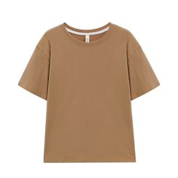 Toppies 2021 Woman T-shirts Oversized Cotton Tops Harajuku Crew Neck Short Sleeve Tee Female Clothes Solid Color 210302
