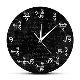Equation Nines Math The Clock of 9s Formulas Modern Hanging Watch Mathematical Classroom Wall Art Decor 210310
