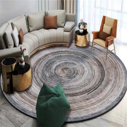 Modern Annual Ring Pattern Round Carpet Chair Floor Mat Soft Carpets For Living Room Anti-slip Rug Bedroom Decor Carpet 210301
