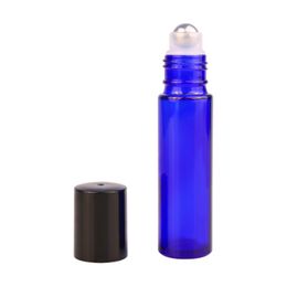 Blue Aromatherapy Essential Oil Roller Bottles Portable 10ml Glass Roll On Refillable Bottles With Metal Ball DH203