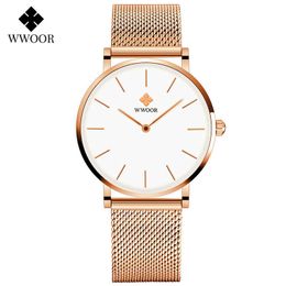 Japan Quartz Movement Watches For Women WWOOR Luxury Waterproof Stainless Steel Rose Gold Ladies Wristwatch Reloj Mujer 210527