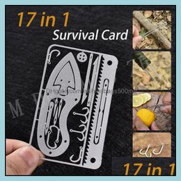 Other Home & Garden 17 In 1 Portable Outdoor Mtifunction Tool Hunting Survival Cam Military Credit Card Knife Hook Fishing Gear Drop Deliver