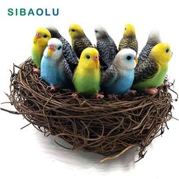 10pcs Parrot Bird Wolf Cow Deer Insect Figurine Animal Model Home Decor Miniature Fairy Garden Decoration Accessories Modern 210910