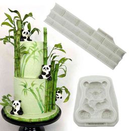 Panda,Bamboo Silicone Mould Fondant Cakes Decoration Mould Chocolate Baking Tools Kitchenware for Cakes Silicon Moulds 211110