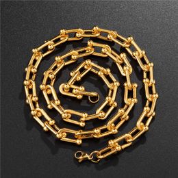 New Trendy Necklace Men Gold Stainless Steel Luxury Chain Hip Hop Rock High Quality Couple Fashion Simple Gift Jewelry Q0531