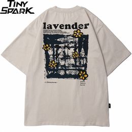 Men Hip Hop T Shirt Streetwear Harajuku Floral T-Shirt Oversize Summer Short Sleeve Tshirt Loose Cotton Tops Tees HipHop 220309
