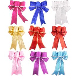 25CM Christmas Bow Decoration Gift Tree Pendant Multicolor Bows 9 colors Festive & Party Supplies